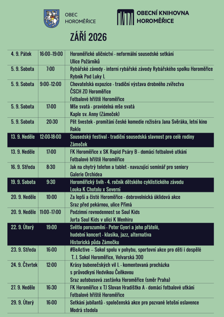 PROGRAM ZÁŘÍ